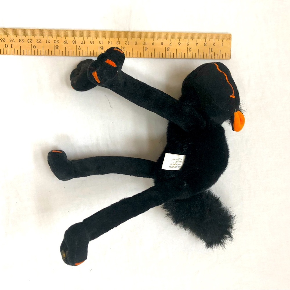 Black Cat Posable Weighted Feet Furry Tail Plush Decor Orange Nose - Picture 10 of 12
